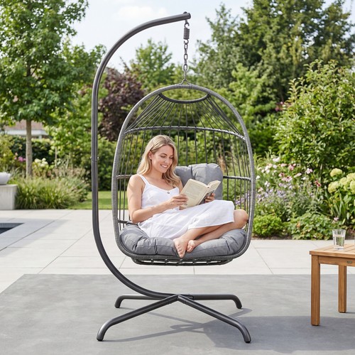 Hanging rattan egg chair - hanging,