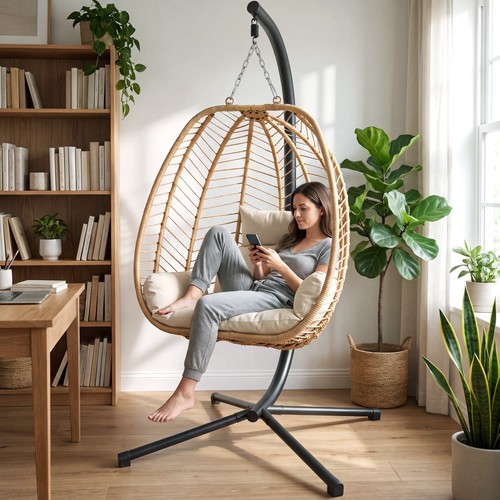 Hanging egg chair with stand - hanging,